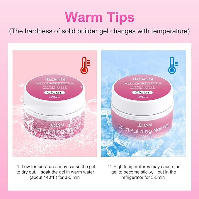 BQAN 3D Nail Art Gel Kit - 2Pcs 15g White & Clear Non-Sticky Hand Builder Sculpting Gel with Tools for Extensions, Carving & Molding | Professional Salon Quality for Techs & Beginner