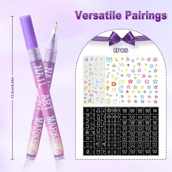 12 Colors Nail Art Pens, 0.5MM Fine Tip Nail Art Markers, Quick-Drying 3D Nail Polish Pens for DIY Nail Art Design, Drawing Painting Dotting Liner Doodle Manicure Tools Home & Salon
