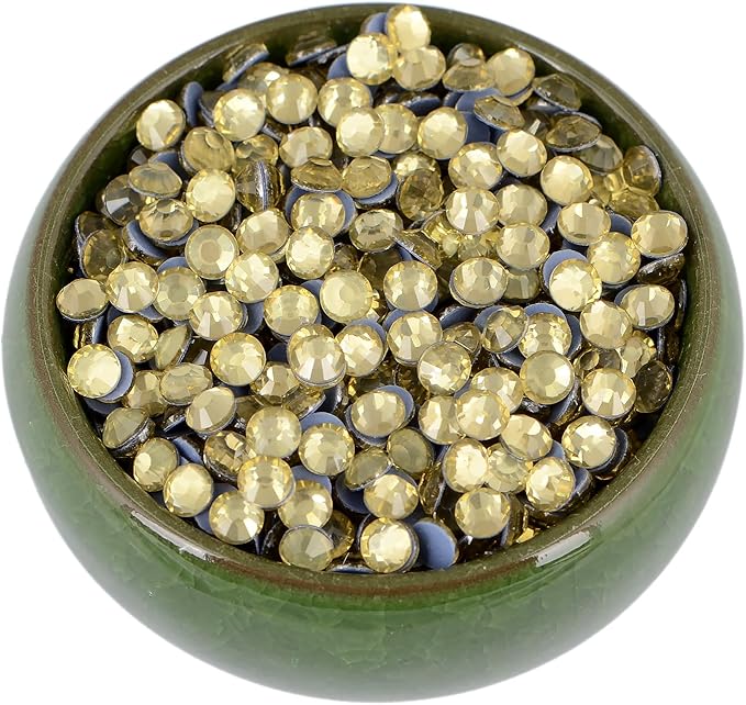 NCB 2880pcs Hot-fix Rhinestones Bulk Crystal Hot Fix Rhinestones for Crafts Clothes DIY Decoration (Light Yellow, SS3 1.3mm)