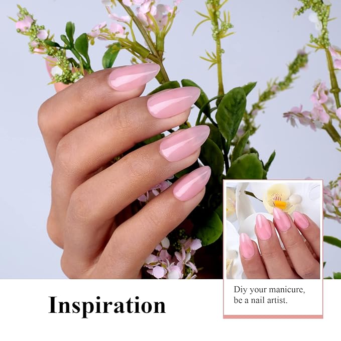 Imtiti Jelly Gel Nail Polish - Nude Pink, 0.5 Fl Oz, Soak Off LED-UV, Starter Kit for DIY Manicure