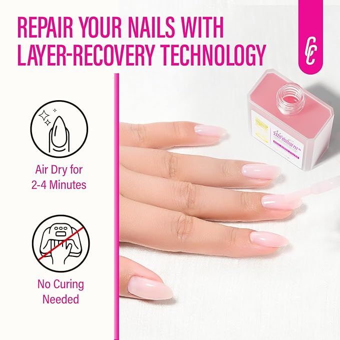 Nail Repair for Women: 8 in 1 Pink Nail Hardener Extra Strong and Growth - 15ML Natural Nail Polish Hardener Ridge Filler Strengthener for Weak and Damaged Nails 15ml