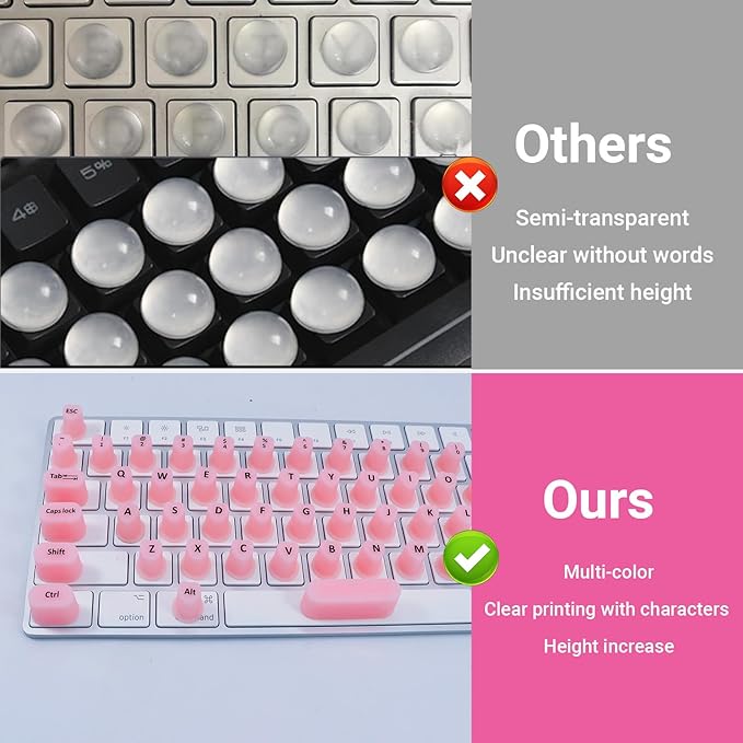 Raised Keyboard Stickers for Long Nails with Letters - Heart-Shaped Antistatic Silicone Protective Cover with Tweezers, Wet Wipes, Dry Towel & Jelly Glue, Ideal for Typing, Gaming & Nail Art (70 Pcs)