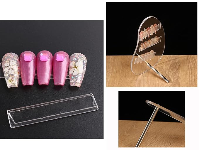 2pcs Irregular Nail Art Display Stand Set,Clear Nails Charms Display Tips Boards Nails Colors Sample Display Stand with 20pcs Nails Tips And Double Sided Tapes for Salon Nails Art Practice