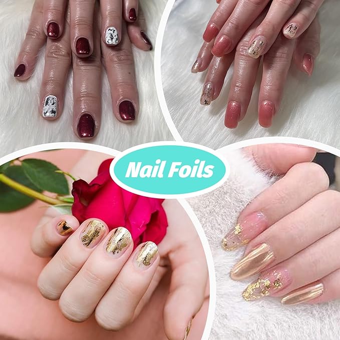 LoveOurHome 30 Sheet Metallic Nail Foils Sticker Marble Transfer Nail Foil Sticker Decals Flower Transfer Foils Stickers Wrap Gold Silver Foil Wraps Acrylic Nail Supplies for Crafts Nails Design