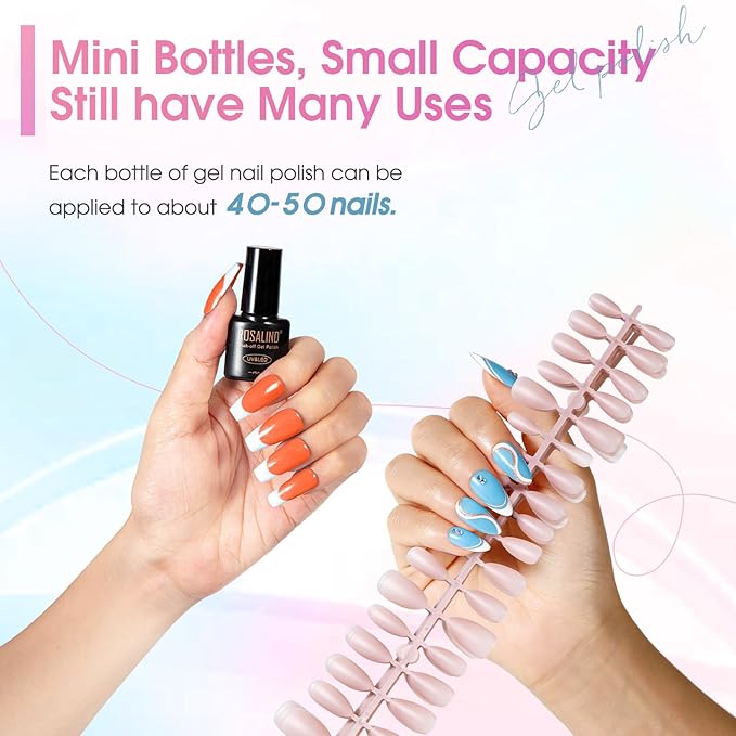 ROSALIND Neon Gel Nail Polish, 8 Colors Macaron Gel Polish Soak Off UV Pastel Yellow Pink Green Nail Polish Set for Home Salon Manicure