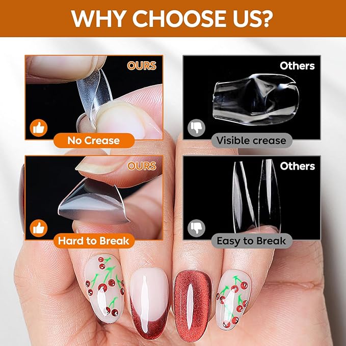 Nicedeco Gel Nail Tips Long Stiletto Shape Nails, 504Pcs Pre Shaped Half Matte Soft Tips Full Cover False Nails for Gel Nail Extensions Press on Nails - 016