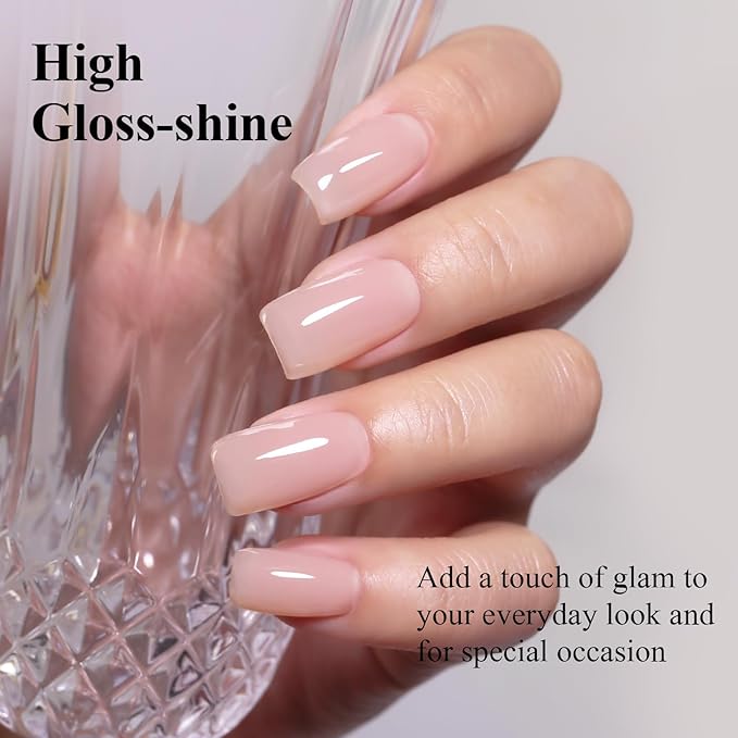 Imtiti Nude Jelly Gel Nail Polish, Sheer Translucent UV Gel Polish for Nail Art Soak off UV Led 10ML