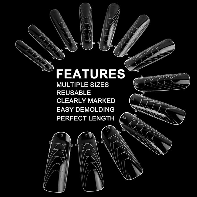 130Pcs Dual Nail Forms,Flat Oval Extension Poly nail gel Nail Forms Full Cover Reusable Nail Molds 13 Sizes for Solid Nail Gel Glue Nail Art Design Salon&DIY