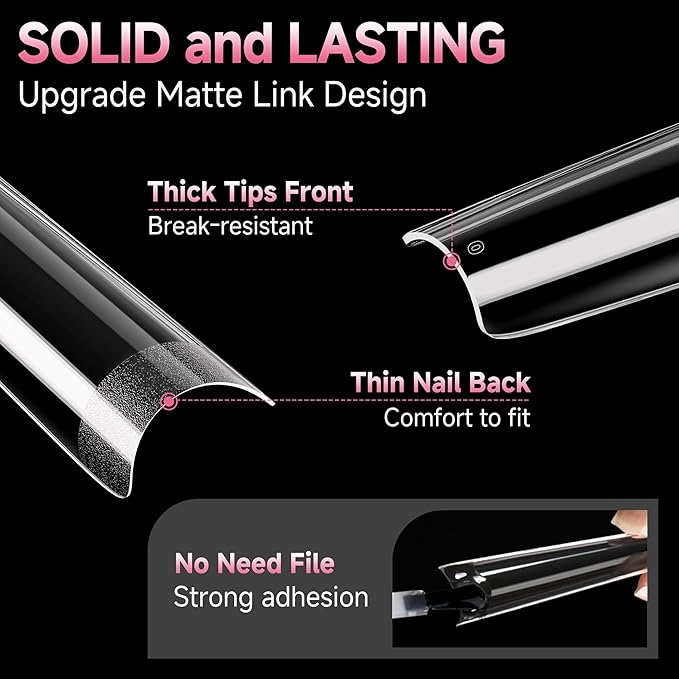 UNA GELLA Coffin Fake Nails Tips Extra Long 216 PCS XXL Coffin Acrylic Fake False Nails Tips Long Ballerina Nail Tips with Box for Nail Salons and Home DIY, 12 Sizes