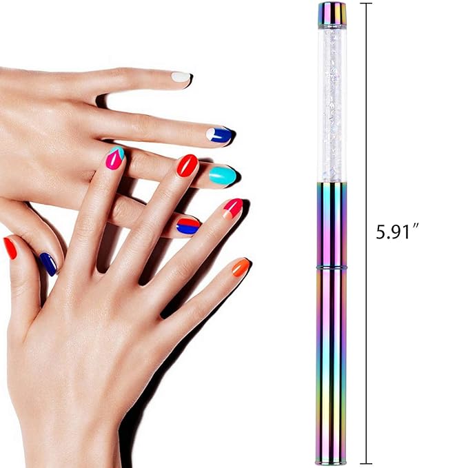 1Pcs Oval UV Builder Gel Nail Brush Rhinestone Handle Professional Nail Art Tool for Polygel Hard Gel