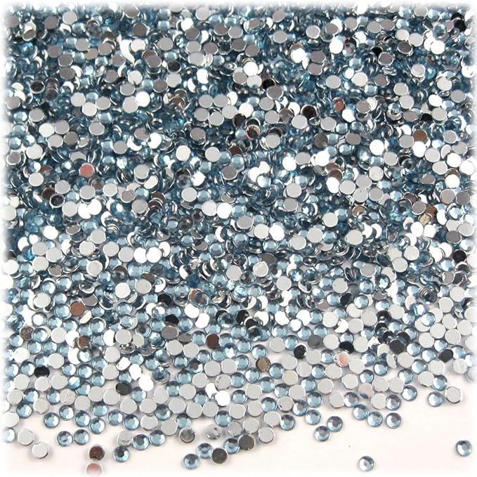 The Crafts Outlet 5,000pc Rhinestones Round 2mm Tiny for Nails - Flatback Light Blue LBL
