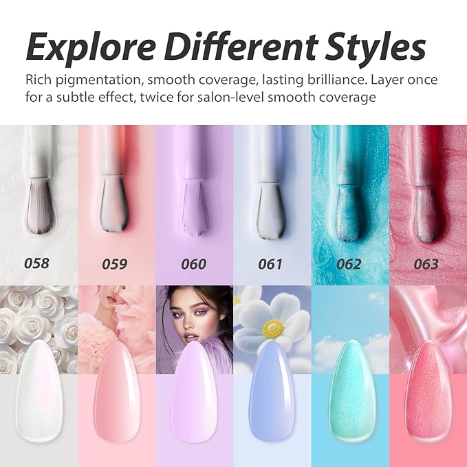 Makartt Gel Nail Polish Set 15ml, 6 Colors Gel Polish Kit High-Gloss Nude Purple Blue Shimmer White Red Green Soak Off Salon-Grade UV Nail Art Manicure DIY Salon Home - Spring in Bergen