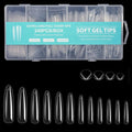 Long Round Nail Tips, 240Pcs Full Cover Soft Gel Nail Tips Pre-shaped 2XL Shape Clear Acrylic False Nail Fake Nail Extension Press On for Salon Home DIY 12 Sizes
