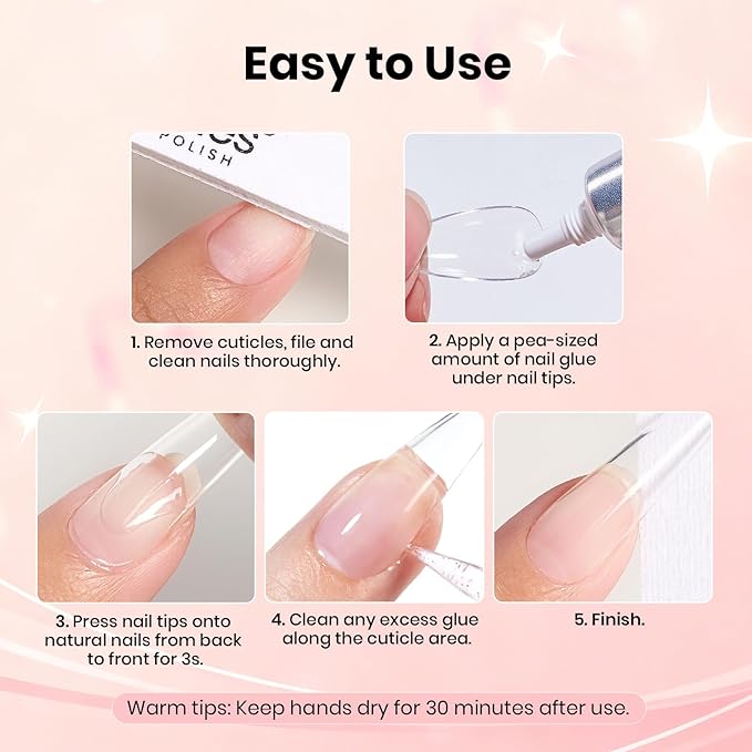 Beetles Super Strong Nail Glue 10g for Press On Nails, No Uv Lamp Needed, Quick Drying, Long Lasting, Easy Control Semi Solid Nail Glue for False Acrylic Nails