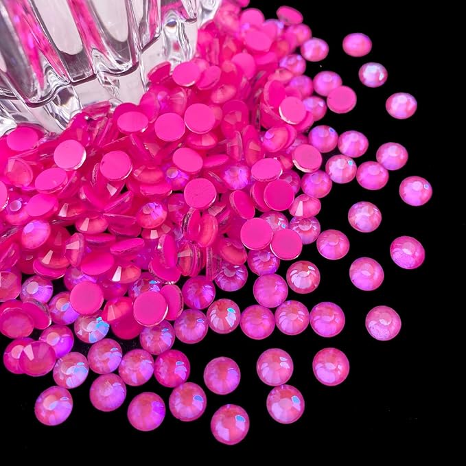 Flatback Glass Rhinestones,Bedazzler Gems 1440pcs Non Hotfix Crystal Rhinestones for Nail Charms Crafts Clothes Tumblers,Hot Pink AB Neon,SS16