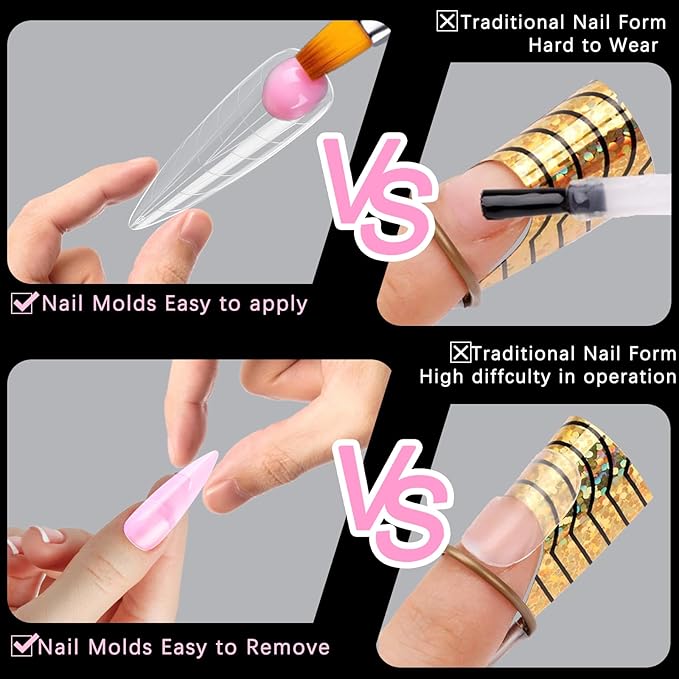 120 Pcs Poly Extension Gel Dual Nail Forms With Scale Builder Coffin Nail for Gel Manicure Art Design Salon DIY at Home (Long Water Drop Dual Forms Set)