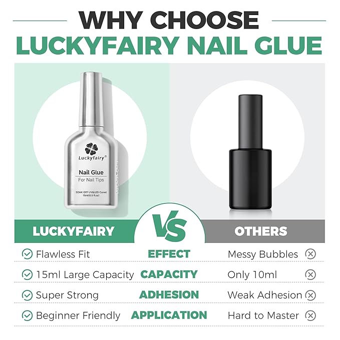 10 in 1 Gel Nail Glue for Nails Tips: 15ml Super Strong Brush On Nail Glue for Clear Acrylic Press on Nails, Need Lamp Cured, Long Lasting Base Coat & Blooming Gel, No Peel Off & Bubble Free Formula