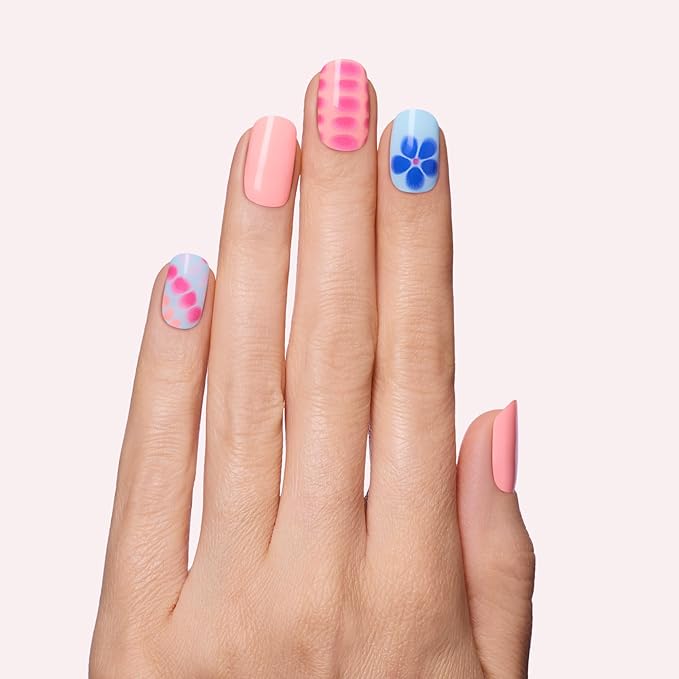 Dashing Diva Glaze Nail Strip Set - Amsterdam Haze - Long Lasting, Chip Resistant, Semi-Cured Gel Nail Strips - Summer Gel Set - 4-Piece Manicure Kit with 32 Strips