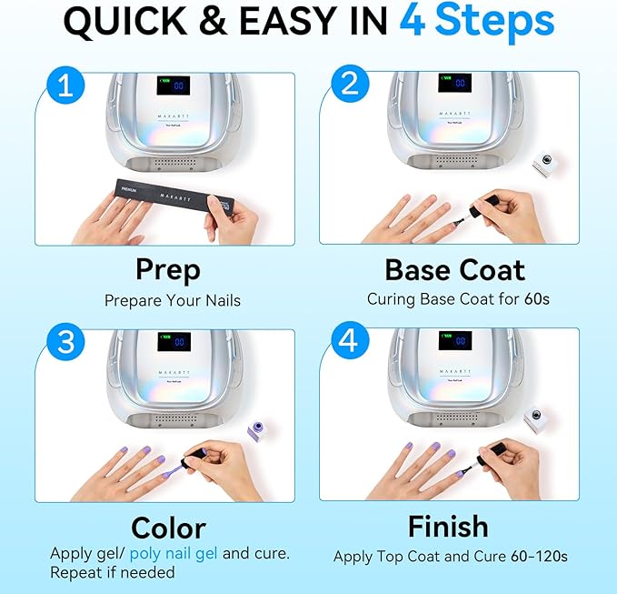Makartt UV Nail Lamp – 30W Fast Curing UV Light with Handle Rechargeable Cordless Nail Dryer for Gel Nail Polish with 45 Beads Dual Lights 4 Timers LCD Smart Sensor for Nail Art Design(Plating Silver)