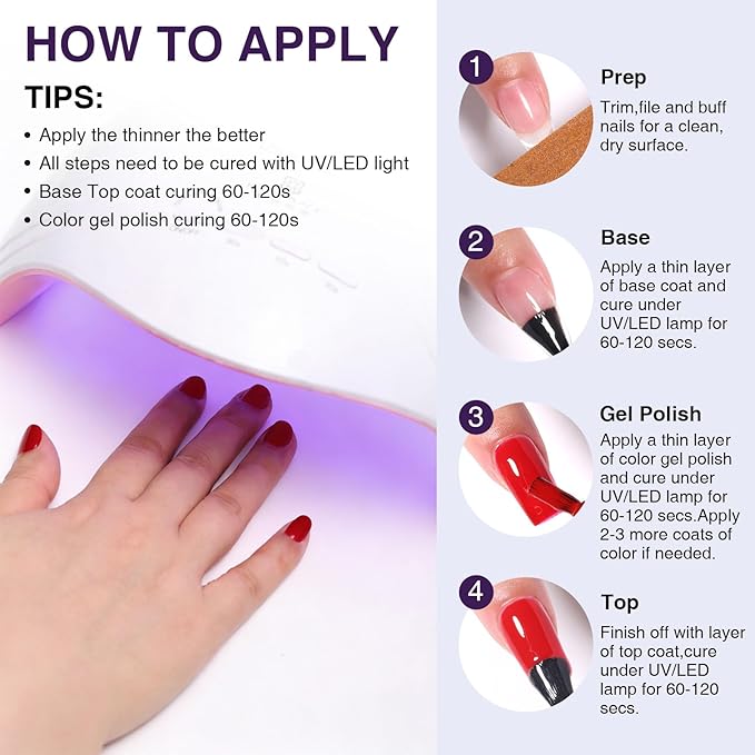 Gel Polish Set of 6 Colors 12ml with Purple Beige,Spring Gel Polish Kit for Salon DIY at Home, Soak Off LED UV Gel Nail Polish, Gifts for Women Girls