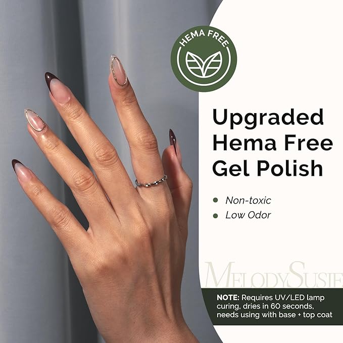 MelodySusie Hema Free Gel Nail Polish, 0.5 Fl Oz Thick Red Brown Gel Polish, Non Toxic, Long Lasting, Soak Off UV Nail Polish, Manicure Nail Design Salon DIY Nail Art at Home 077