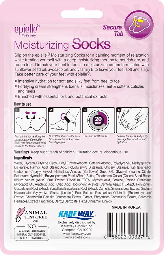 Epielle Moisturizing Foot Mask 6 Pairs, Soften with Sunflower Seed Oil & Vitamin E, Deep Moisturizing Socks for Dry, Cracked Feet, Self Care Gifts for Women, Spa Kit, Stocking Stuffers