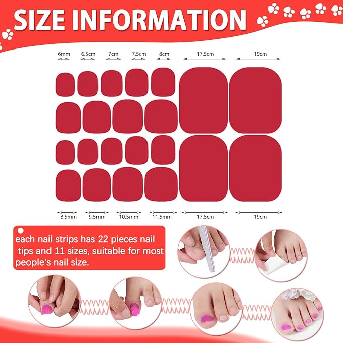DANNEASY 20 Color Toenail Nail Stickers and Wraps - Full Nail Polish Strips with Adhesive, Gel Nail Polish, File and Cuticle Stick