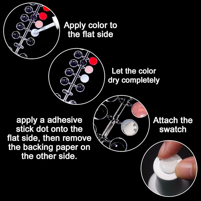 Allstarry Nail Swatches, 600Pcs Nail Polish Swatch Dots Round Nail Color Swatches Clear Transparent Nail Polish Display Nail Sample Swatches for Gel Polish Nail Art Practice Tips Swatch Book
