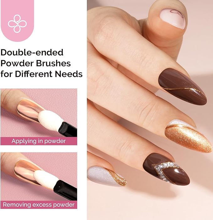 MelodySusie 4Pcs Chrome Nail Powder for Gel Nails,Metallic Mirror Effect Pigment Stylish and Technological Fine Glitter for Home DIY Salon Use