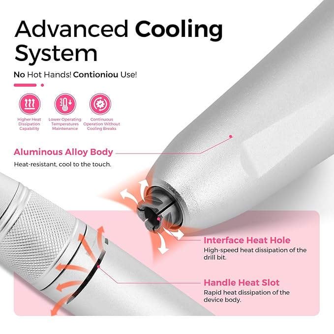 Vrenmol Professional Nail Drill Kit: 35000RPM Electric Nail File 6000mAh Portable N ail Drill Machine with Nail Drill Bits for Nail Tech Acrylic Nail Art Manicure Pedicure Salon at Home