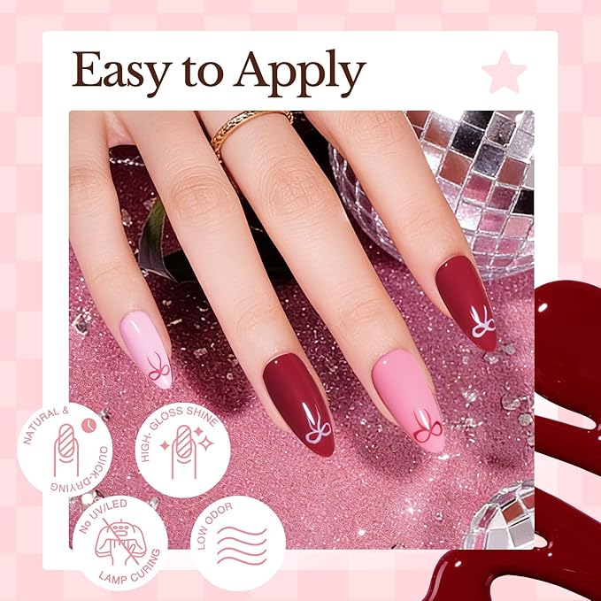 AZUREBEAUTY Pink Nail Polish Set, 4 Pink Shades Nail Color Kit Glossy Nail Polish for Natural Nails, DIY Manicure Salon Home Gift for Women