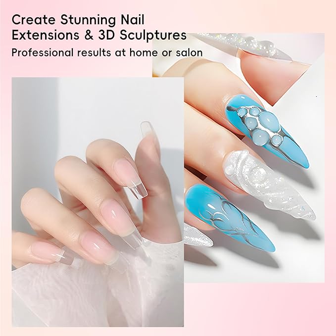 Solid Builder Nail Gel for 3D Sculpting, Nail Extension & Art, Perfect for Chrome Powder, Glitter and Rhinestones - 15g Jar for DIY Home Salon Use