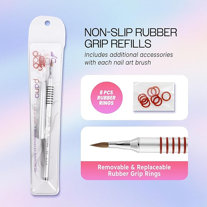 PANA 3D Kolinsky Acrylic Nail Art Sculpture Brush with Silver Metal Non-Slip Grip Handle for Manicures 3D Nail Art Flower Designs (Size #4)