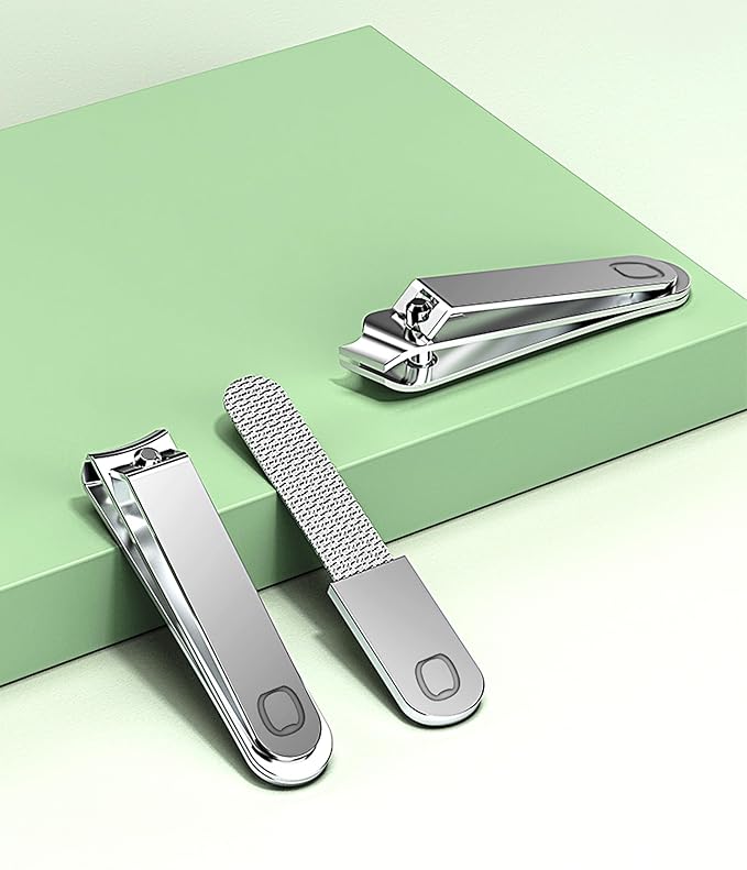 Portable 3-in-1 Stainless Steel Manicure Set with Macaron Green Carrying Case - Includes Nail Clippers, Nail Files, and Cuticle Trimmer - Ideal Travel Nail Cutter Kit for Men and Women