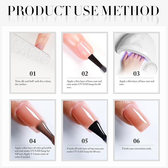 Double Rhythm 0.50 OZ Translucent Gel Polish Same Color Same Bottle Sheer Pastel Neutral Natural Milky 15 ML Jelly UV Nail Art DIY at Home (Light Brown-A1529)