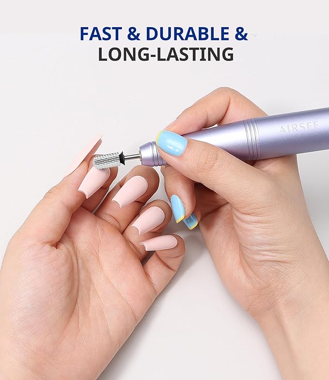AIRSEE Tungsten Carbide Acrylic Nail Drill Bit Efile Electric File Machine Head Tip for Manicure Polishing Art Remove Gel 3/32" 2 Way Beginner Safety Round Top Cylinder Barrel Extra Coarse-XC