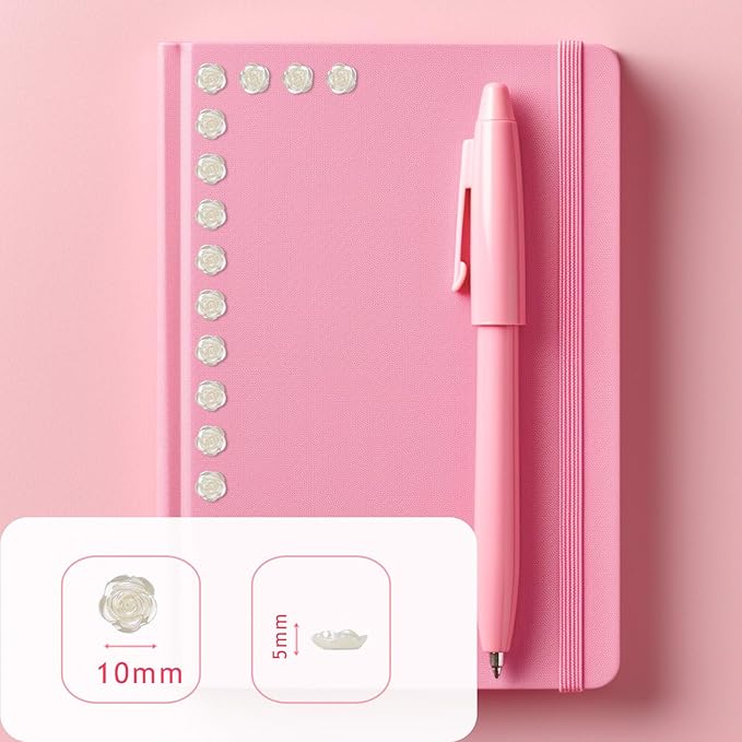 462PCS Pearl Stickers Pearls for Crafting - Self Adhesive Pearls for Hair Face Makeup Eye Nail Crafts, Stick On Gems (6 Sheets, 10mm Rose-Shaped)