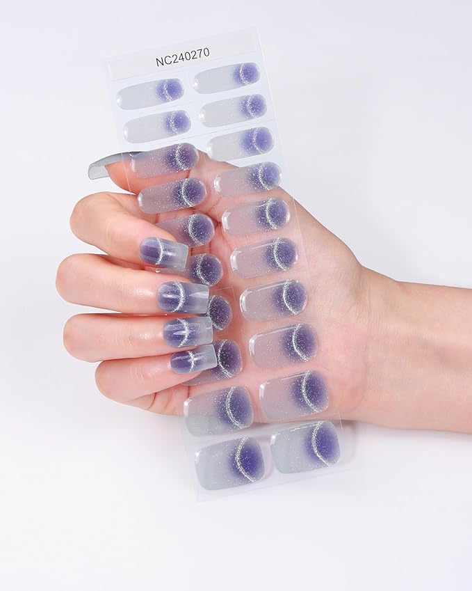French-Inspired 20pcs Semi Cured Gel Nail Strips - Salon-Grade DIY Wraps with Glaze Texture, Easy Application, UV Light Required for Classic Nails