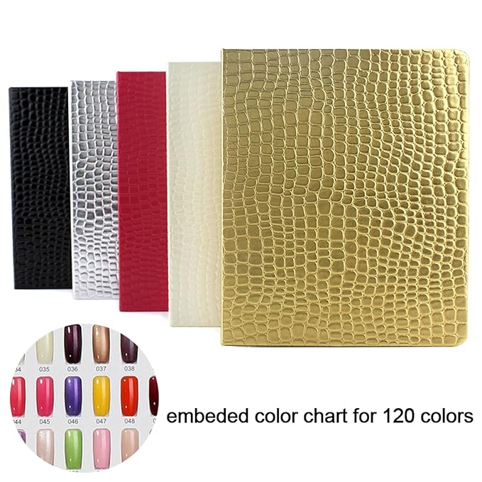 NMKL 120 Nail Color Chart Display Book for Nail Polish UV Gel Color Cards Nail Salon Tool with False Nail Tips (Black) (Rose)