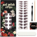 Nail Polish Strips (No UV Lamp Needed) - 22 Pcs Salon Quality Gel Nail Stickers - Long Lasting Wraps (Deep Purple French)