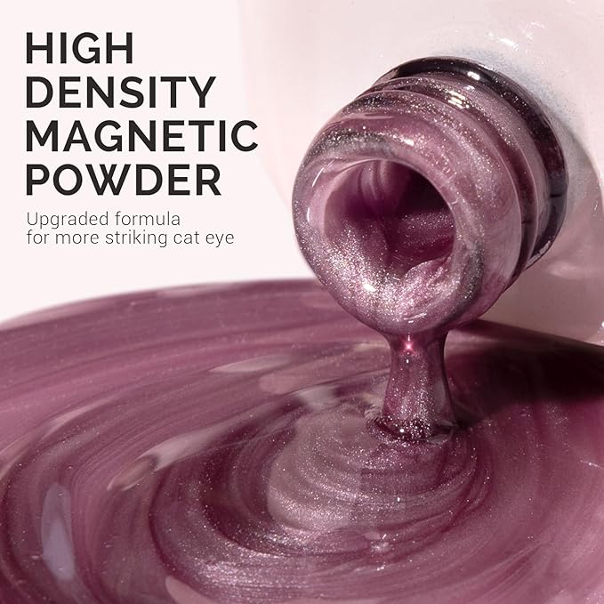 MelodySusie Glass Cat Eye Gel Nail Polish, Mist Pink Glitter Holographic Magnetic Nail Polish with Magnet, 0.5 Fl Oz UV Nail Polish for Nail Art Manicure Salon DIY at Home B5604