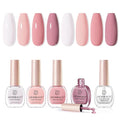 AZUREBEAUTY Nude Pink Nail Polish Set (4 Colors + Top Coat), Soft Solid Shades for Natural Look, Glossy Finish, Fast Dry, No Lamp Needed