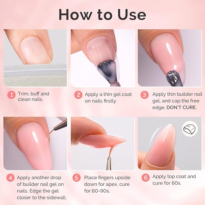MelodySusie 2PCS 15ML Gray Pink Builder Nail Base Gel for Nails Thickening,Soak Off UV Extension Gel,Rhinestone Glue in a Bottle for Nail Art Design Gift for Women DIY Manicure at Home 027 * 2