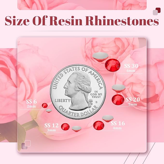 8000PCS 3mm Resin Rhinestones Bulk for Crafting (Red), Flatback Bedazzling Crystals for Crafts DIY Nail Decoration, Gems Charms for Tumbler Shoes Clothing Fabric with Pickup Pen and Tweezers