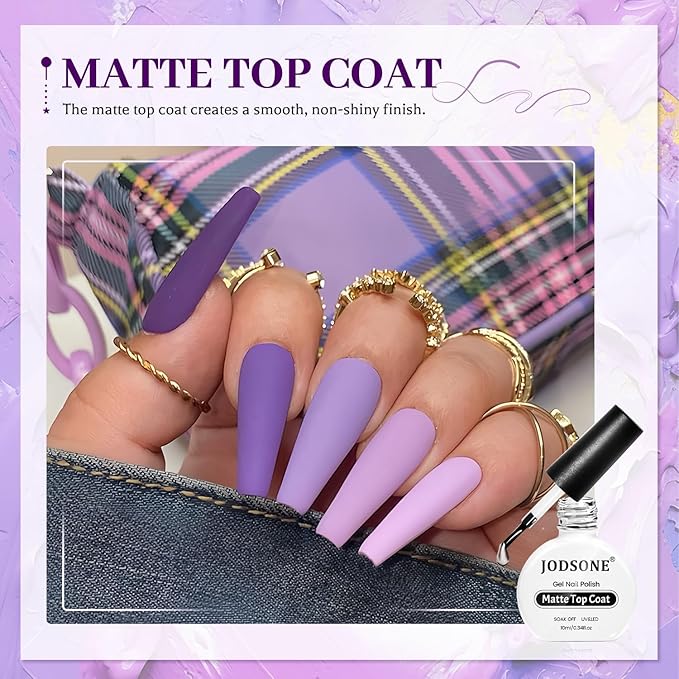 JODSONE 3Pcs Base Coat Glossy Top Coat Matte Top Coat Set Long Lasting Shine and Velvety Finish 10ml Each Salon Quality Nail Care Kit