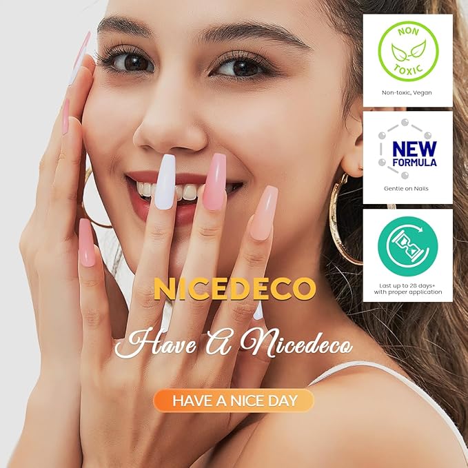 Nicedeco Hema Free Nail Glue Gel for Acrylic Nails 15ML, Cruelty Free, Vegan, Long-Lasting 6 in 1 Brush On Glue for False Nails Tips Led Lamp Required