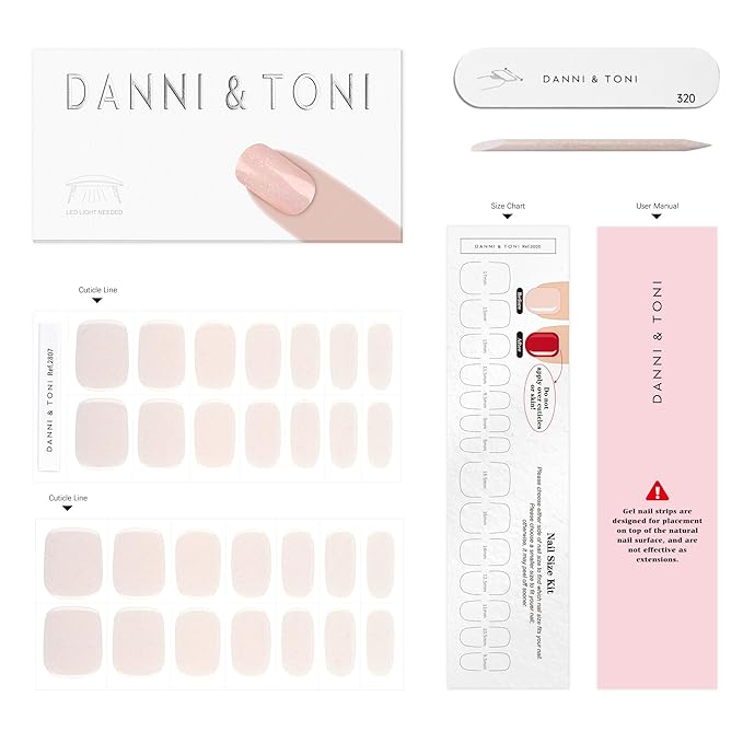 DANNI & TONI Semi Cured Gel Nail Strips Mermaid Glitters (Fairy Dust) Aurora Gel Nail Stickers 28 Stickers Gift for Woman