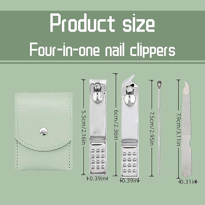 20-Piece Complete Nail Care Kit, Professional Manicure Set with Stainless Steel Tools for Home Use, Travel & Gifts | Portable Nail Clipper Kit in Gleen Case(Gleen)