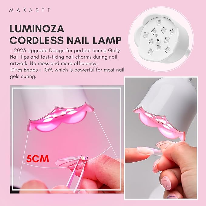 Makartt Gel Top Coat, No Wipe Top Coat Glossy Shine Finish Long Lasting 10ML Soak Off Bundle With UV Nail Lamp Luminoza 10W Rechargeable LED Light with Sensor for Acrylic Nail Extension Flash Cure
