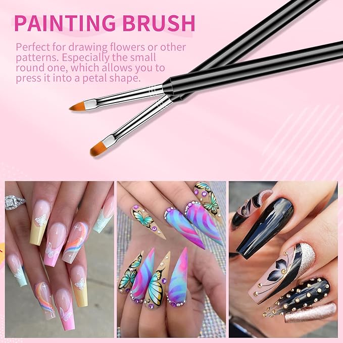 SAVILAND LED & U V Builder Nail Gel with 6pcs Double-End Nail Art Tools Professional Nail Art Kit